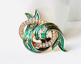 Green Ribbon Joan Rivers Brooch