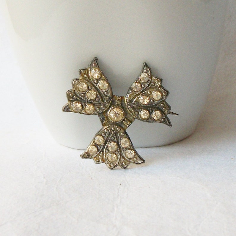 Vintage Silver and Rhinestone Brooch 1950/'s Brooch