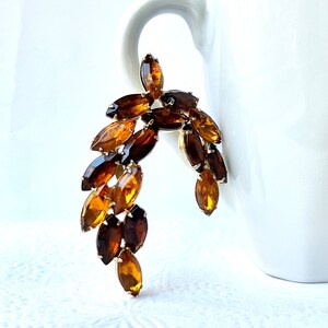 Vintage Brown and Yellow Crystal  Brooch