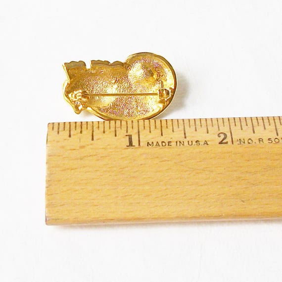 Vintage Cat Brooch, Pearl Cat Pin - image 3