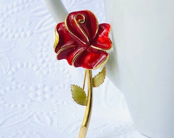 Vintage Red Rose Brooch by Alice Caviness