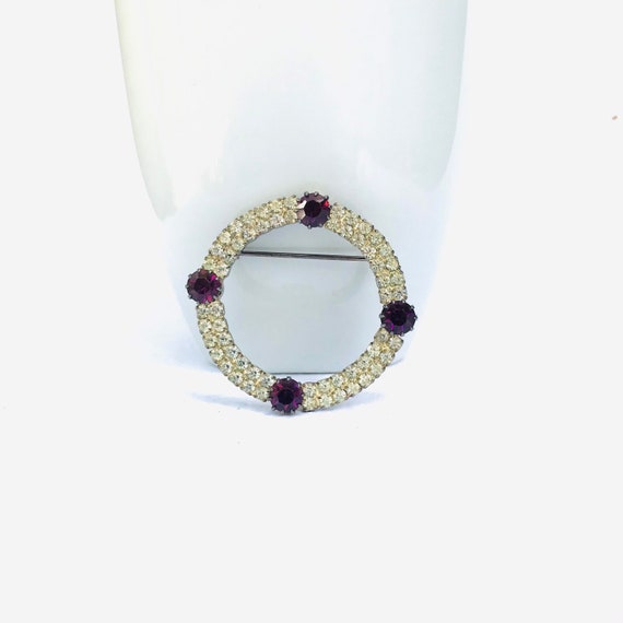 Vintage Amethyst Purple Rhinestone Brooch