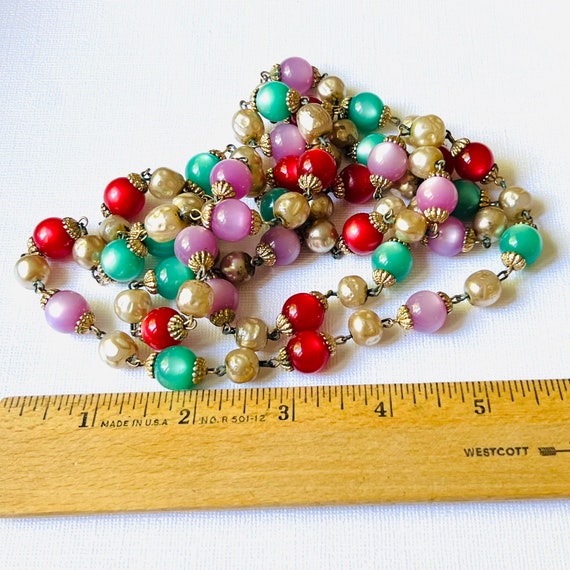 Vintage Multi-Colored Beaded 50" Necklace - image 2