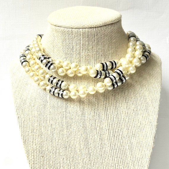 Vintage White Pearl Necklace, 62 inches, necklace - image 1