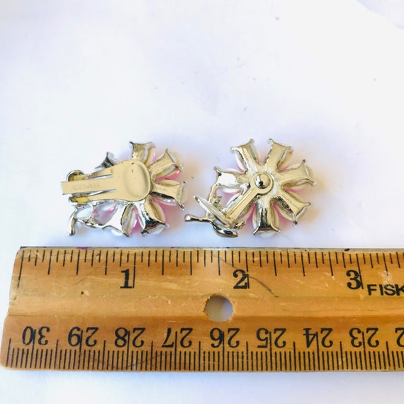 Vintage Pink Crystal Clip Earrings by Kramer - image 2