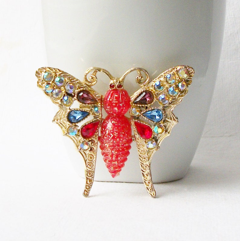 Vintage Butterfly Brooch Butterfly Rhinestone Brooch