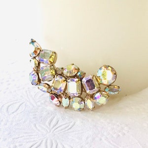 Vintage Rhinestone Brooch, Clear Rhinestone Brooch