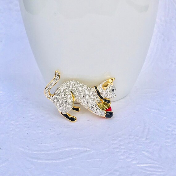 Vintage cat pin brooch - Gem