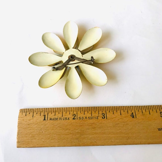 Vintage Yellow Green Flower Brooch, Yellow Brooch Gem