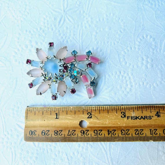 Vintage Blue and Pink Flower Brooch, Something Bl… - image 2