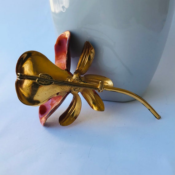 Vintage Enamel Flower Brooch, Vintage Brooch by R… - image 2