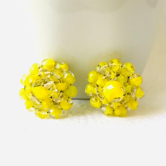 Vintage Yellow  Clip Earrings