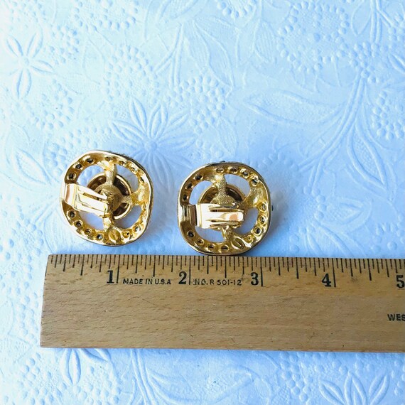 Vintage Large Crystal Clip Earrings - image 2