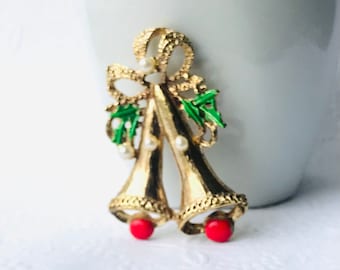 Vintage Christmas Bells Brooch