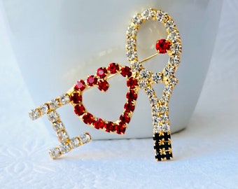 Vintage Tennis Brooch, I love Tennis
