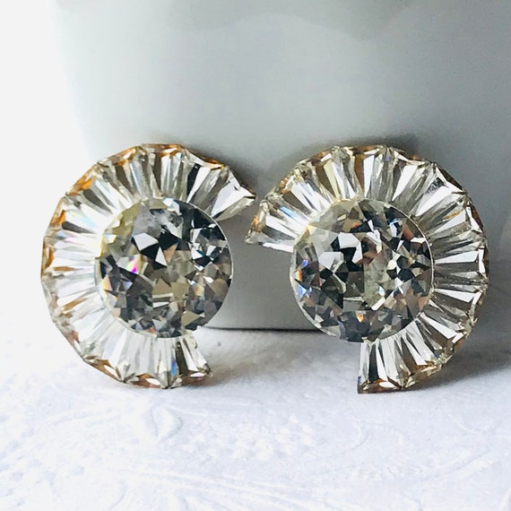 Vintage Crystal Clip Earrings - image 1