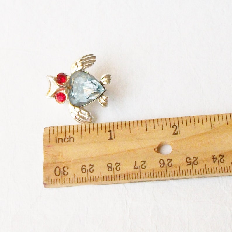 Blue Heart Owl Brooch Vintage Owl Brooch