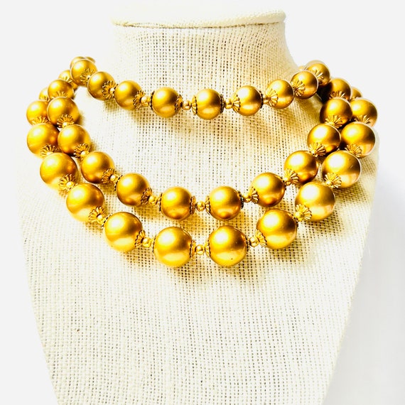 Vintage Gold 3-strand Necklace, 3 Strand, 14" Nec… - image 1