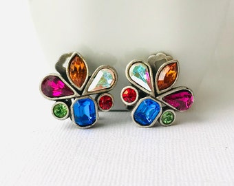 Vintage Crystal Bijoux Designs Clip Earrings