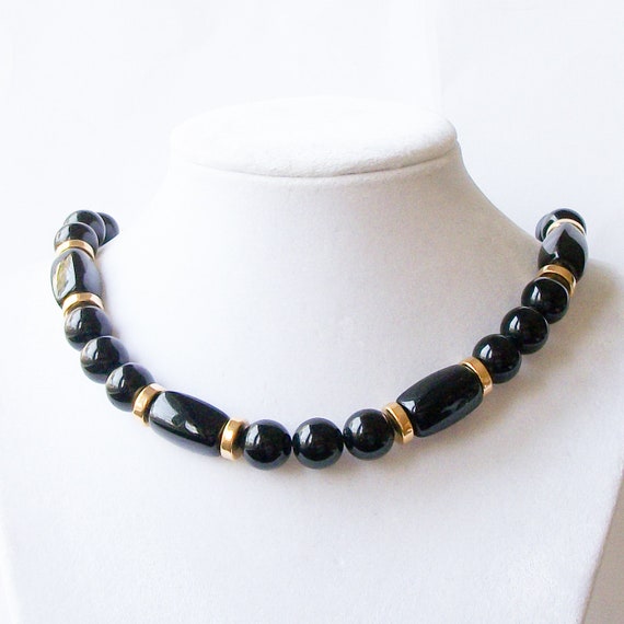 Vintage Black and Gold Necklace by Napier, 18 inc… - image 1
