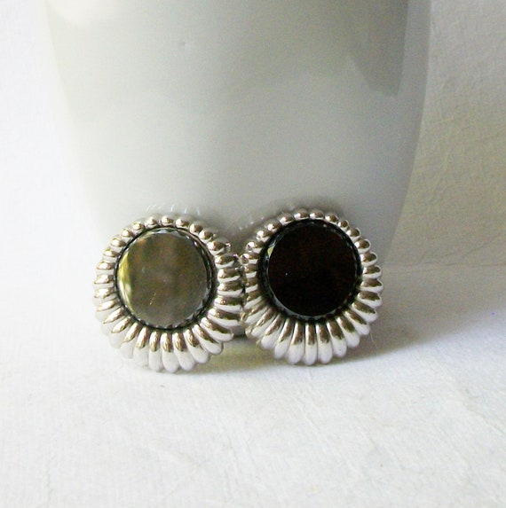 Vintage Black Clip Earrings by Sarah Coventry 