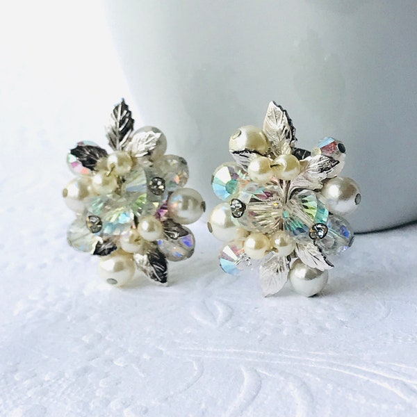 Vintage Crystal Clip Earrings by Vendome