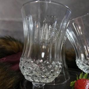 Vintage French Crystal Peg Candleholder Diamond Pattern Ribbed Vertically Clear 4&quot; Tall