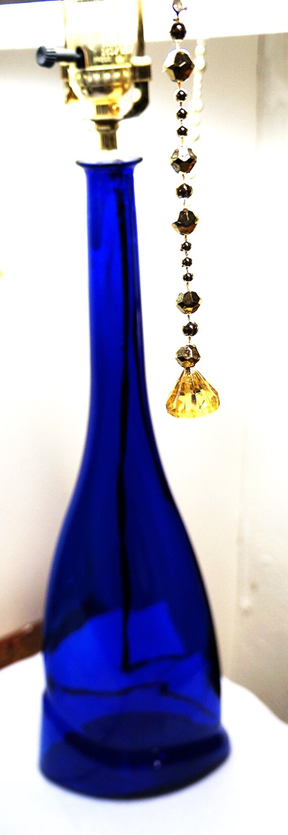 Art Glass Lamp Cobalt Blue Italian Art Glass Lamp Retro Art Deco Boho Vintage MCM