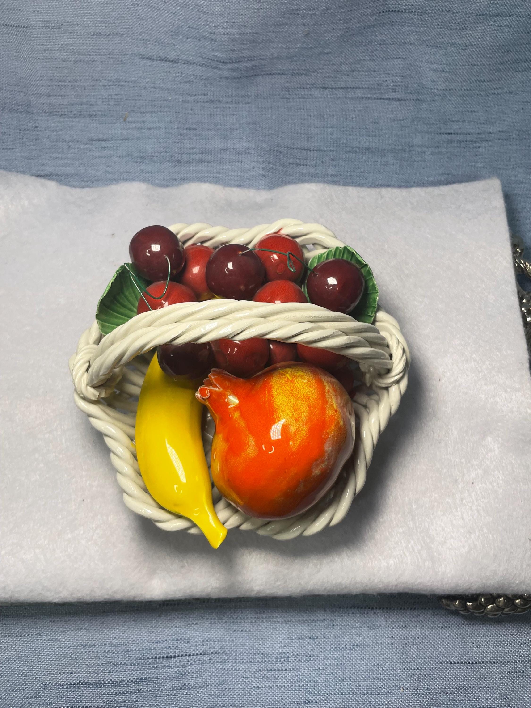 Vintage Fruit Basket Italian Capodimonte Porcelain Centerpiece or