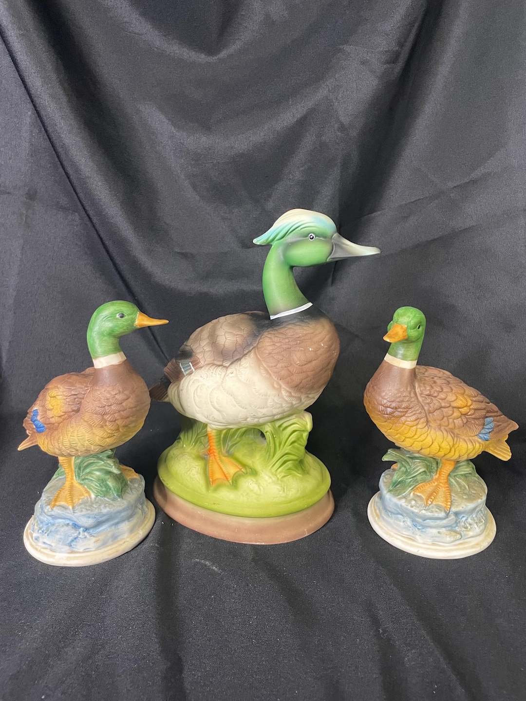 Vintage Mallard Ducks Set of 3 Large Maxam Italian Porcelain and 2