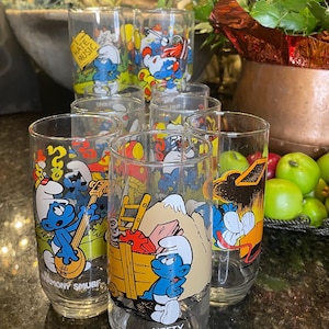 Vintage Glasses Smurf Drinking Glasses Set Of 11 All Different 1983