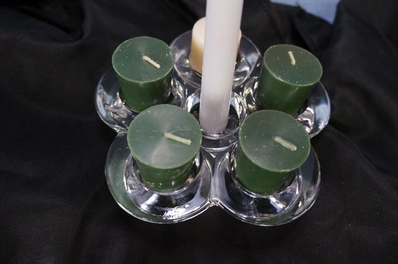 Vintage Candleholder Crystal Diamond Point Design Unique Multiple Candles