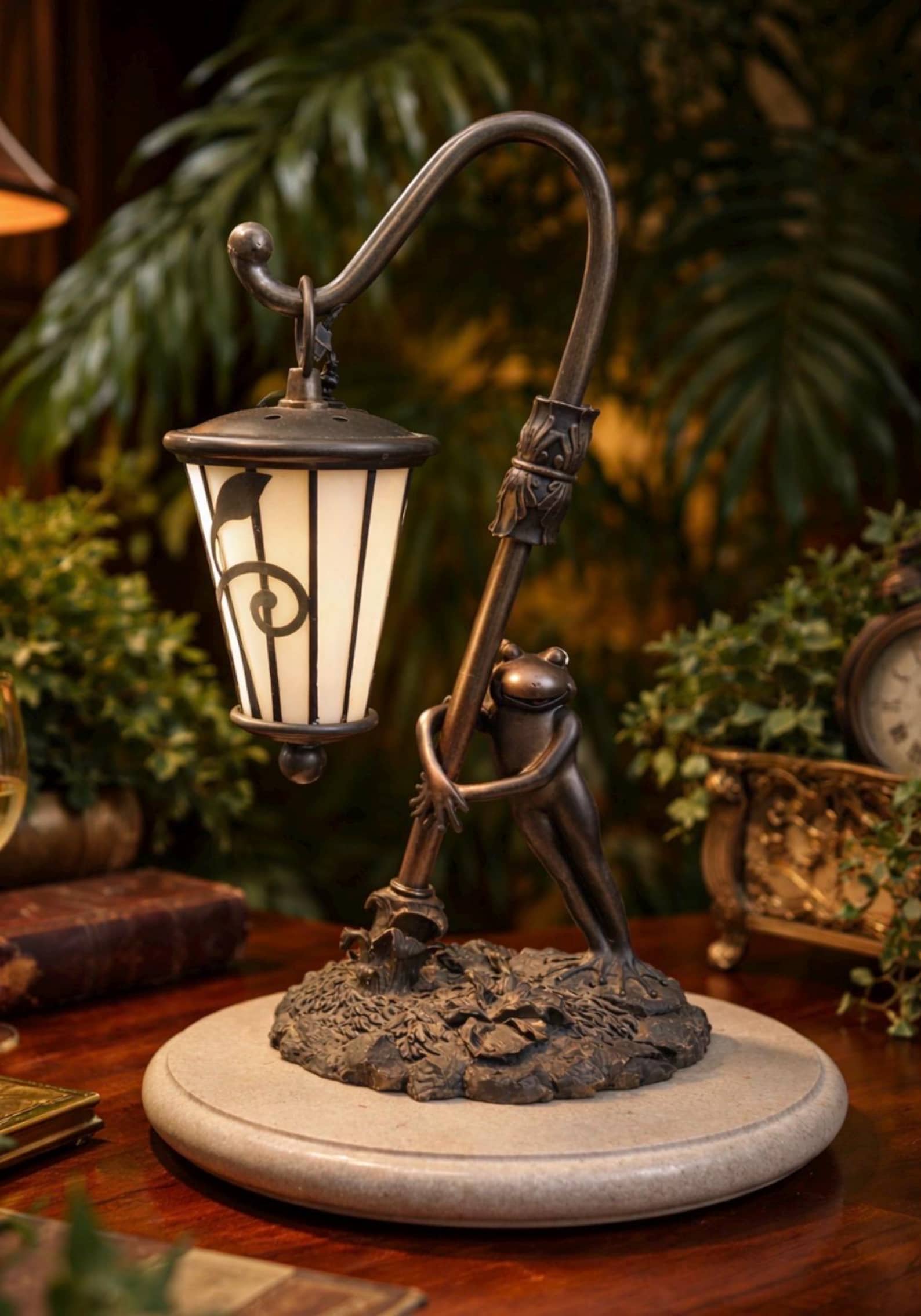 Quoizel Frog Lantern Table Lamp 14 Inch Whimsical Garden Accent Bronze Finish Cottage Conservatory Decor