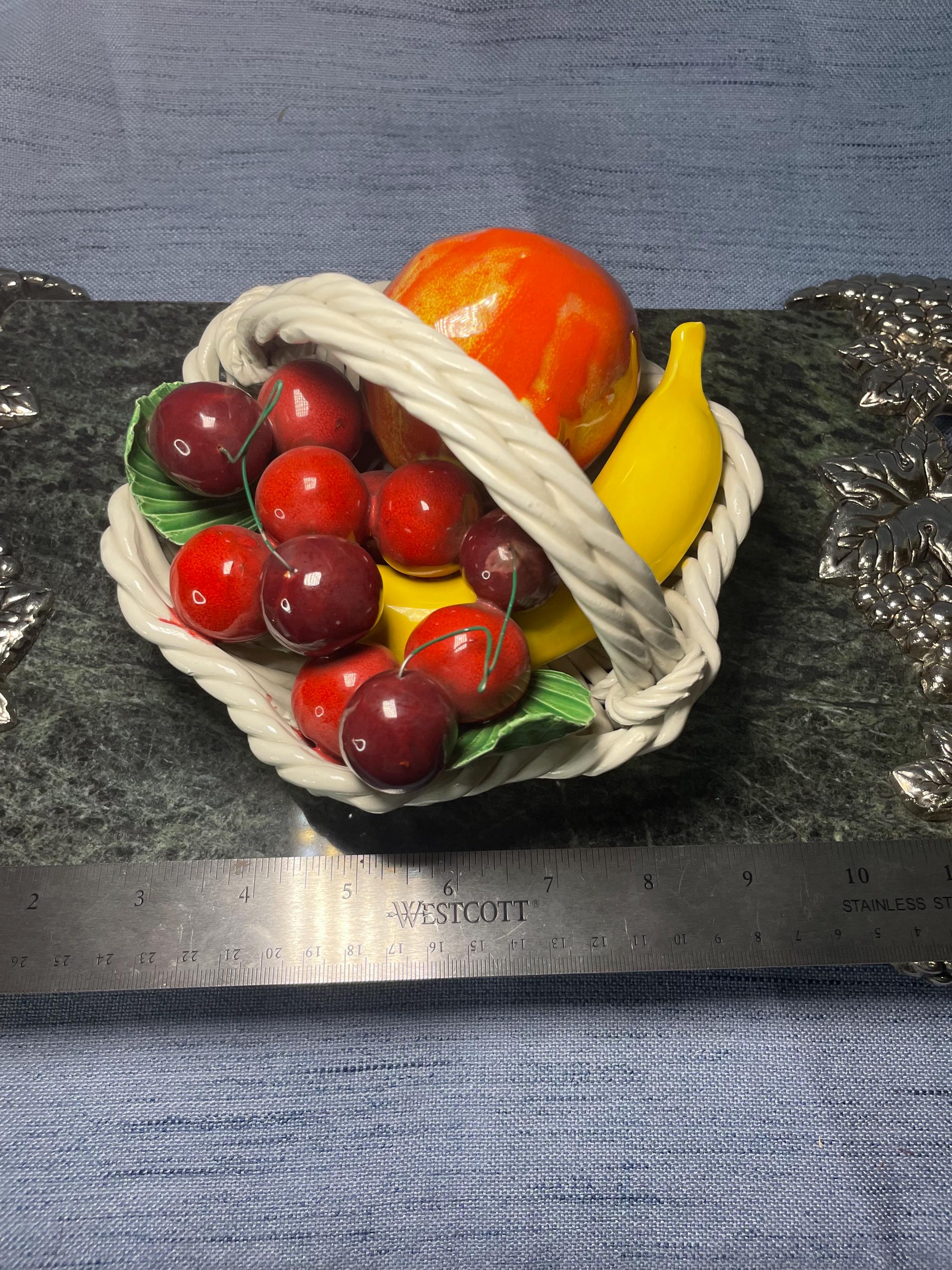 Vintage Fruit Basket Italian Capodimonte Porcelain Centerpiece or