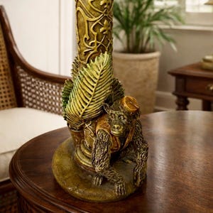 Monkey Palm Column Resin Candlestick Holder British Colonial Safari Decor 10 Inch Tall Taper Candle Holder