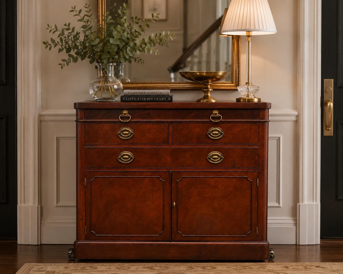 Vintage Flame Mahogany Parlor Chest Drexel Heritage Travis Court