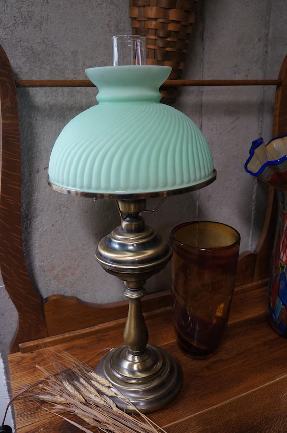 Lamp Green Student Tall Desk Entry or Parlor Vintage Home Decor