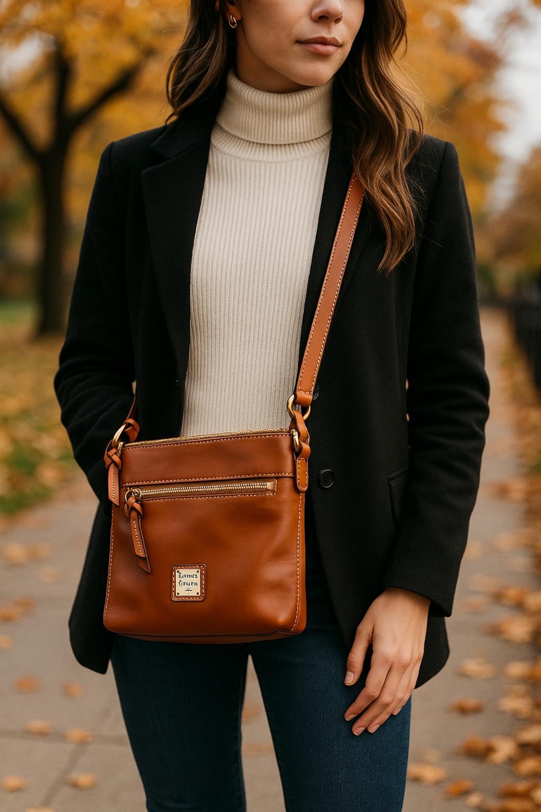 Dooney and Bourke Crossbody Leather Florentine Saddle Tan Purse