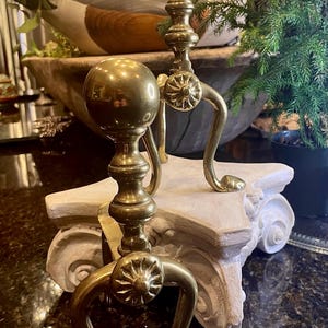 Antique Sheffield RARE Creeper Andirons Pair Chippendale Style 9” Fire Deco