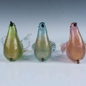 Murano Italy Glass Birds Set of 3 Red Blue Green Mountable Vintage Rare