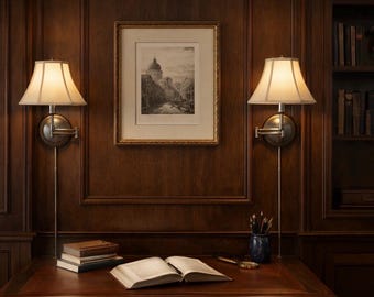 Lámparas de pared de brazo articulado, apliques de pared Ann Morris St James, iluminación de diseño de doble brazo, iluminación de mesilla de noche, estudio, biblioteca, decoración impactante