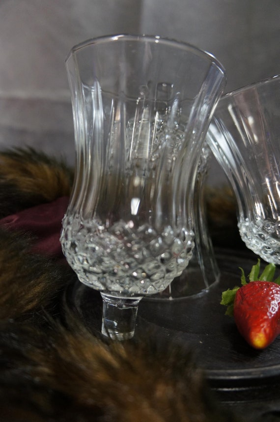 Vintage French Crystal Peg Candleholder Diamond Pattern Ribbed Vertically Clear 4" Tall