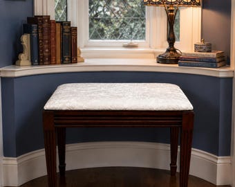 Luxury Mahogany Dressing Bench Designer Vanity Stool Window Seat Imperial Jeffersonian Decor