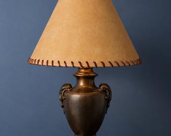 Suede Leather Empire Lampshade Genuine Leather Whipstitched Burgundy Trim Rustic Lodge Western Cabin Decor 17 Inch Spider