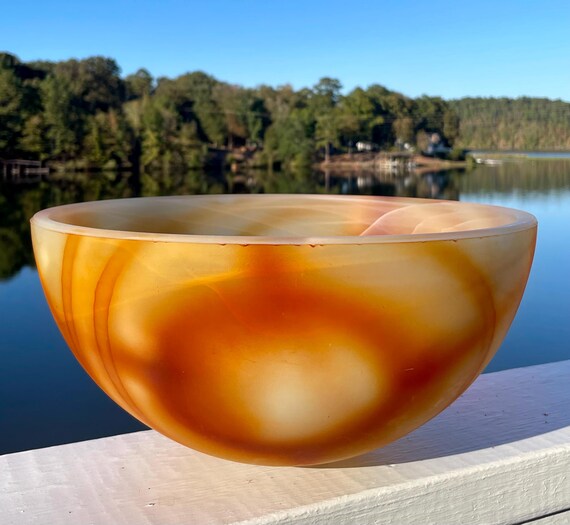 Authentic Murano Lavorazione Arte 12 Inch Amber Alabastro Glass