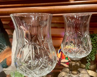 Homeco Hurricane Peg Votive Cup Peglite Diamondlite Cut Glass XLarge