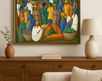 Amazing Vintage Haitian Painting Signed Pierre , Haiti Hand