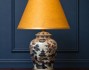 Empire Lamp Shade Large Crinkle Parchment Amber Textured 20” Bottom Spider Fitter Rustic Traditional Designer Lighting Decor