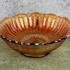 Vintage Antique Fenton Marigold Stippled Rays Carnival Glass Bowl 5.75 Inches Diameter 2.25 Tall