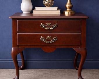 Mahogany nightstand Queen Anne side table cabriole legs statement bedside table designer decor entry accent table